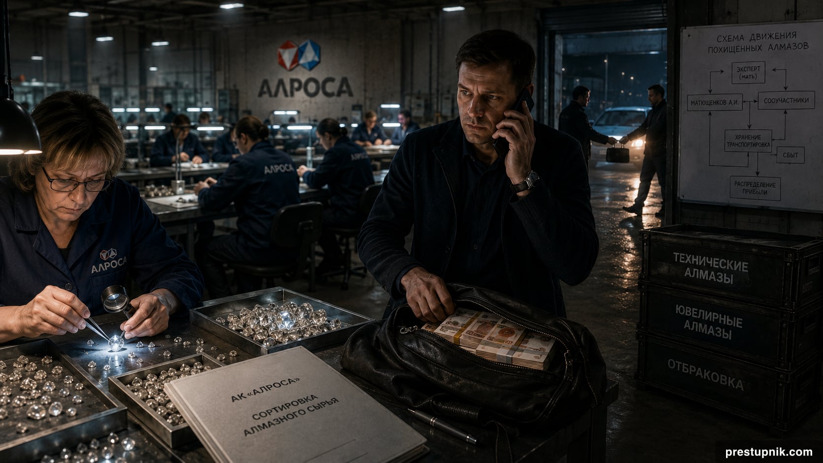 С мамой-сортировщицей вынес 70 000 карат алмазов АЛРОСА